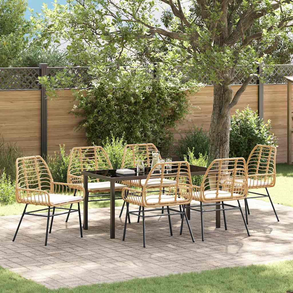 Set da Pranzo per Giardino 7 pz Marrone polyrattan