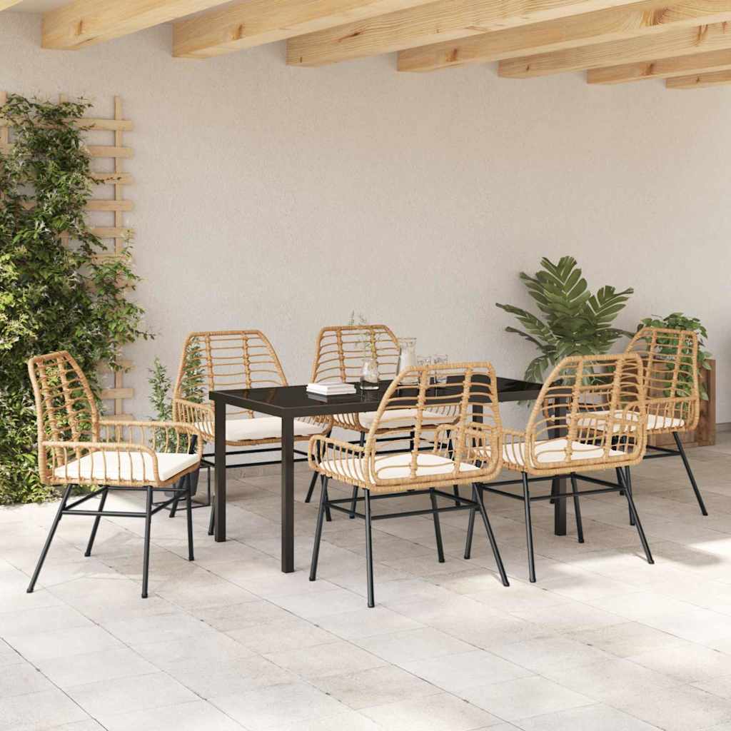 Set da Pranzo per Giardino 7 pz Marrone polyrattan