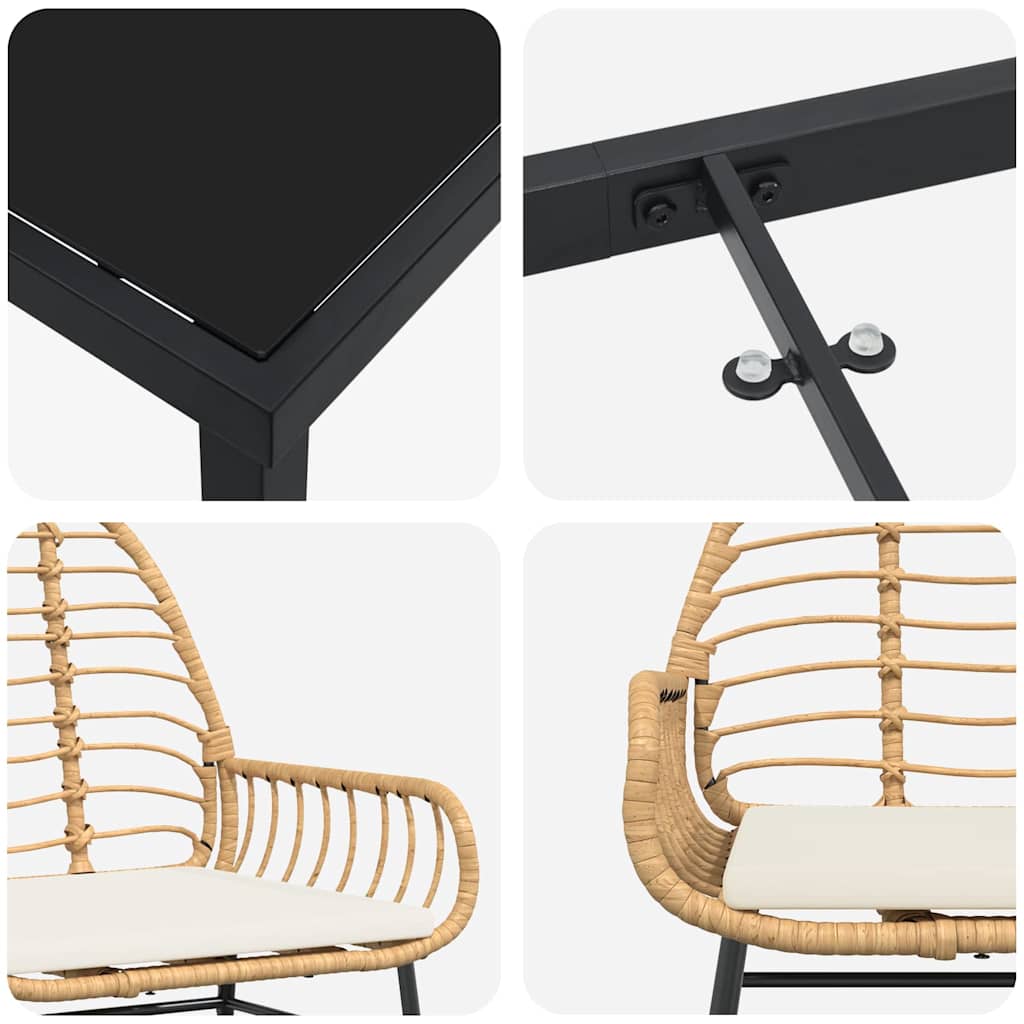 Set da Pranzo per Giardino 7 pz Marrone polyrattan