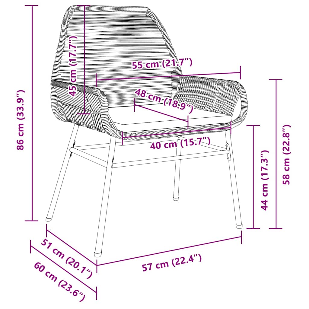 Set da Pranzo per Giardino 5 pz Marrone polyrattan