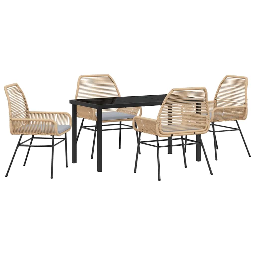 Set da Pranzo per Giardino 5 pz Marrone polyrattan