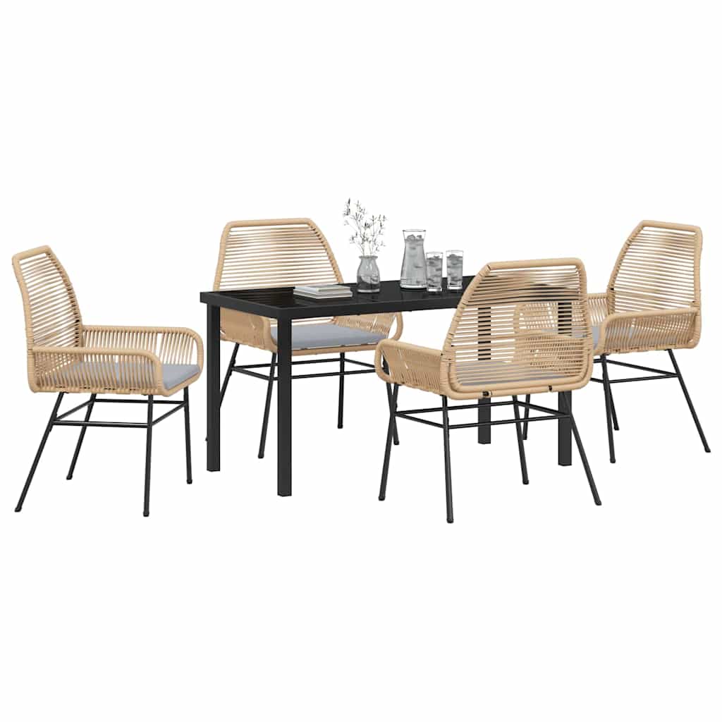 Set da Pranzo per Giardino 5 pz Marrone polyrattan