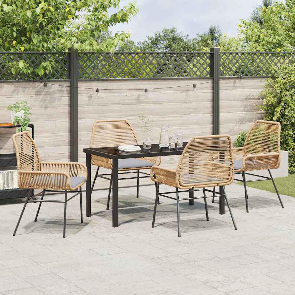 Set da Pranzo per Giardino 5 pz Marrone polyrattan