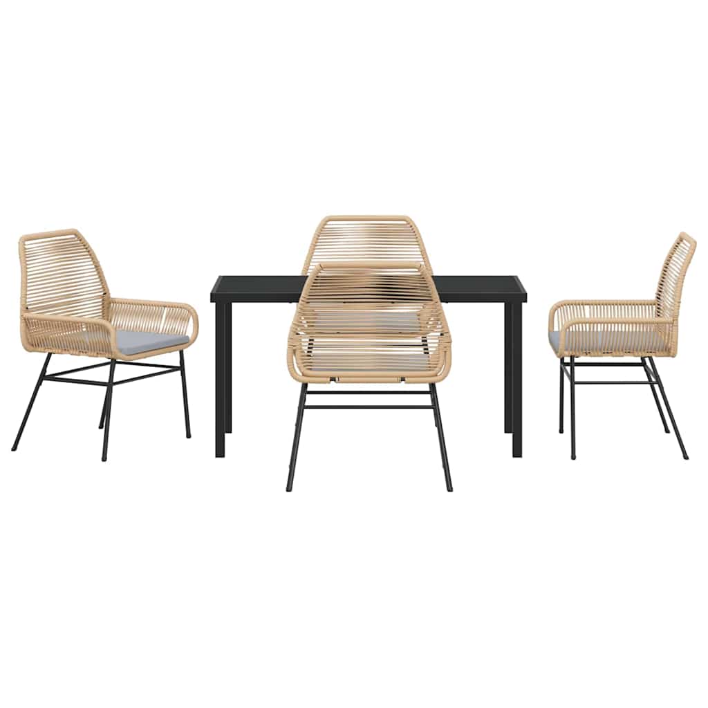 Set da Pranzo per Giardino 5 pz Marrone polyrattan