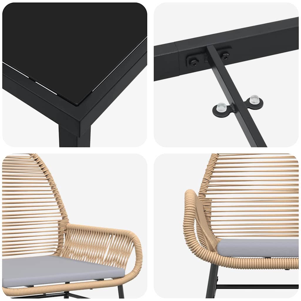 Set da Pranzo per Giardino 5 pz Marrone polyrattan