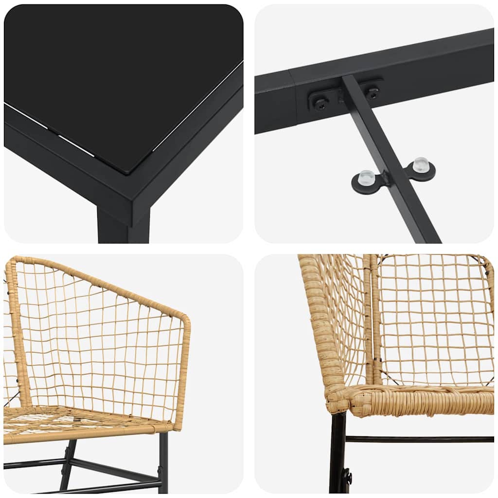 Set da Pranzo per Giardino 9 pz Marrone polyrattan