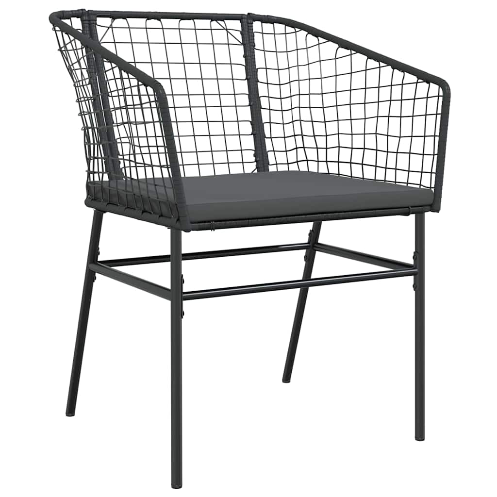 Set da Pranzo per Giardino 9 pz Nero polyrattan