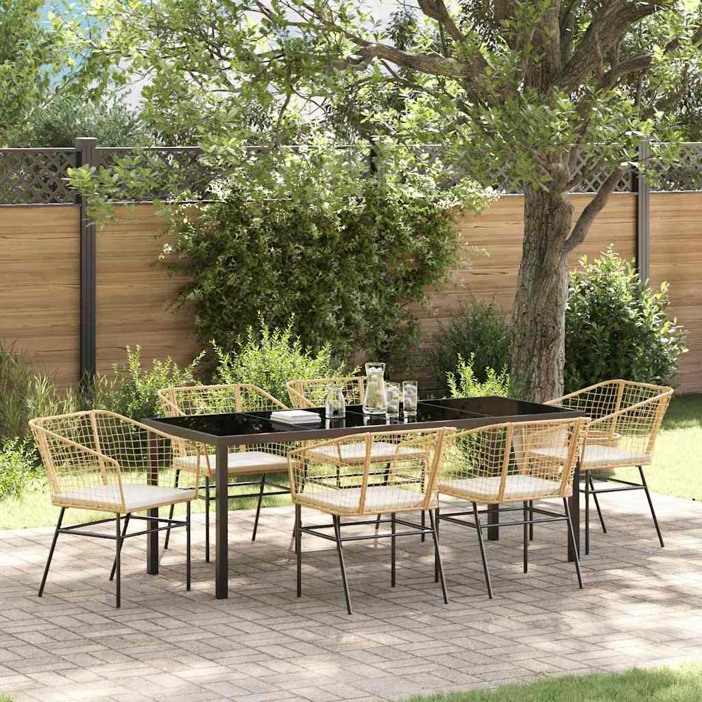 Set da Pranzo per Giardino 7 pz Marrone polyrattan
