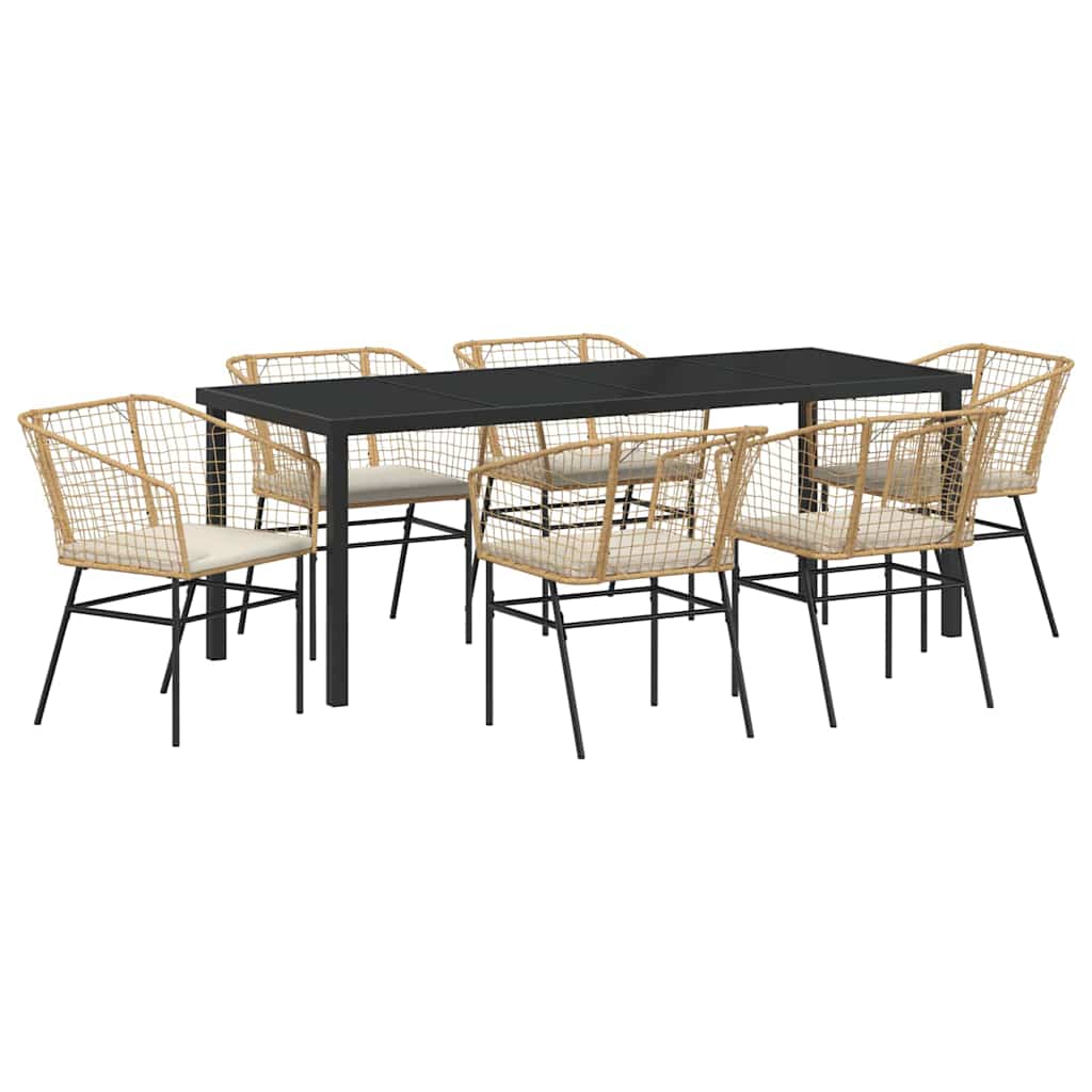 Set da Pranzo per Giardino 7 pz Marrone polyrattan