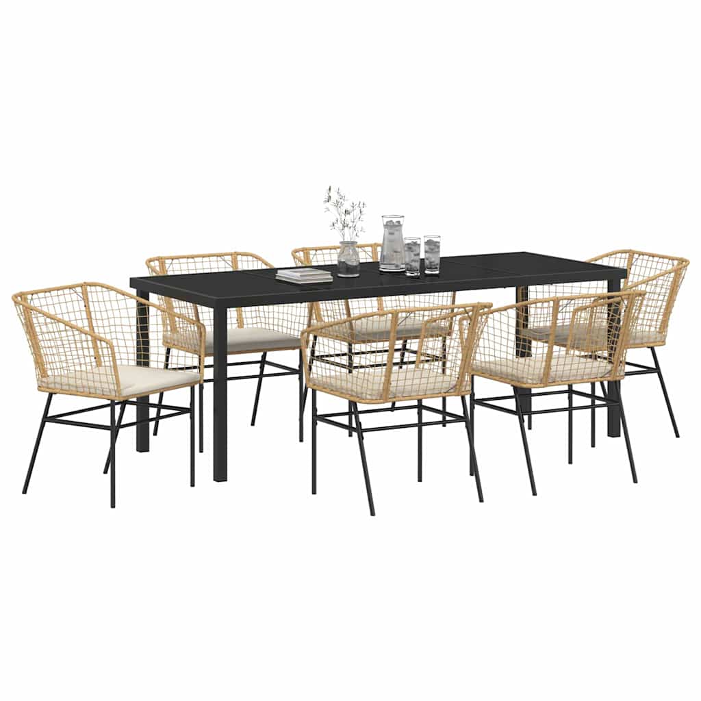 Set da Pranzo per Giardino 7 pz Marrone polyrattan