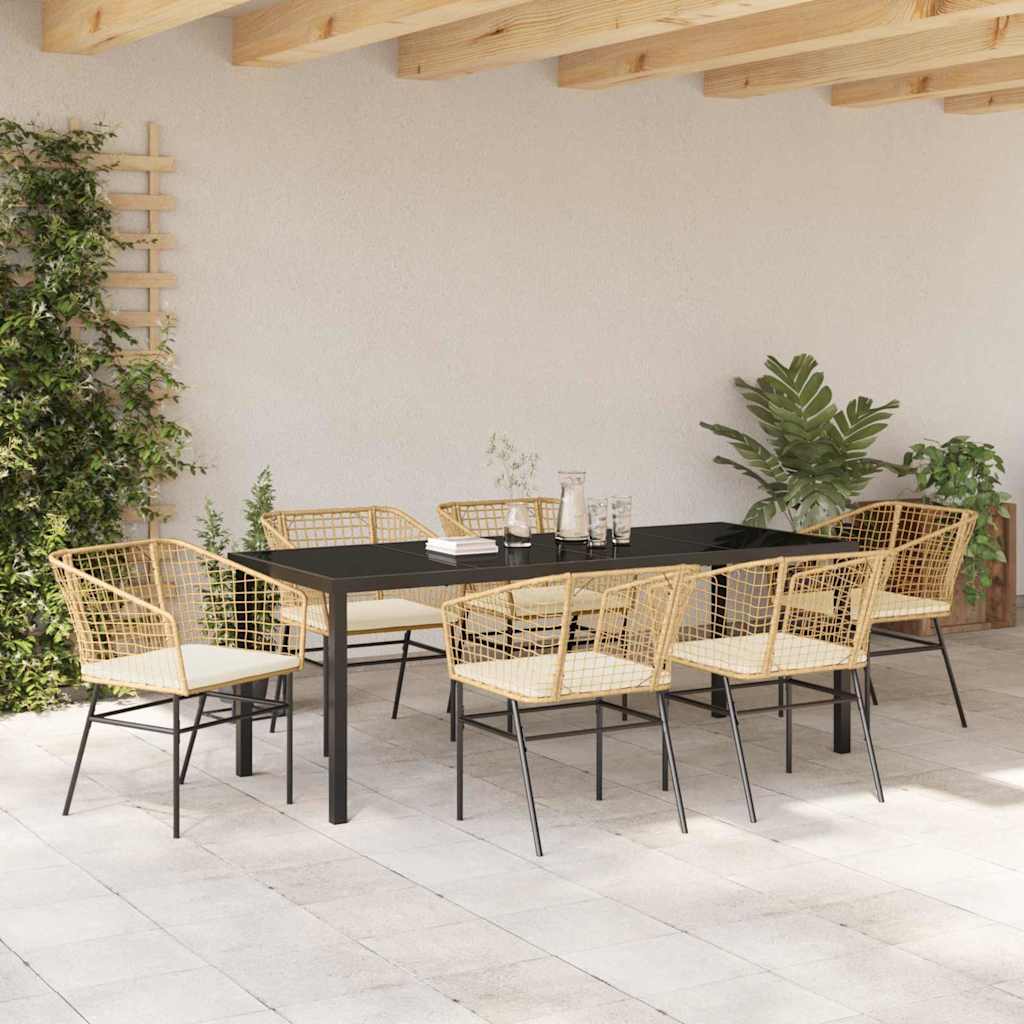 Set da Pranzo per Giardino 7 pz Marrone polyrattan