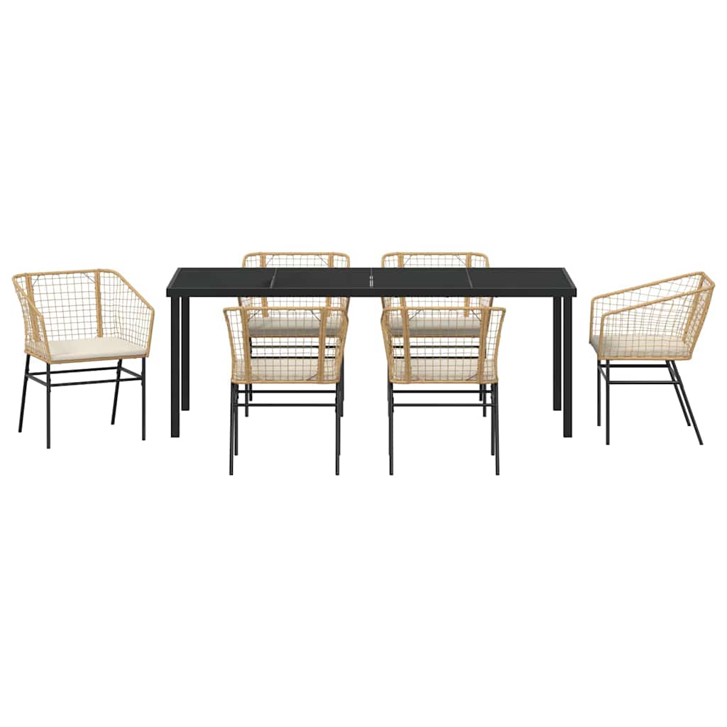 Set da Pranzo per Giardino 7 pz Marrone polyrattan