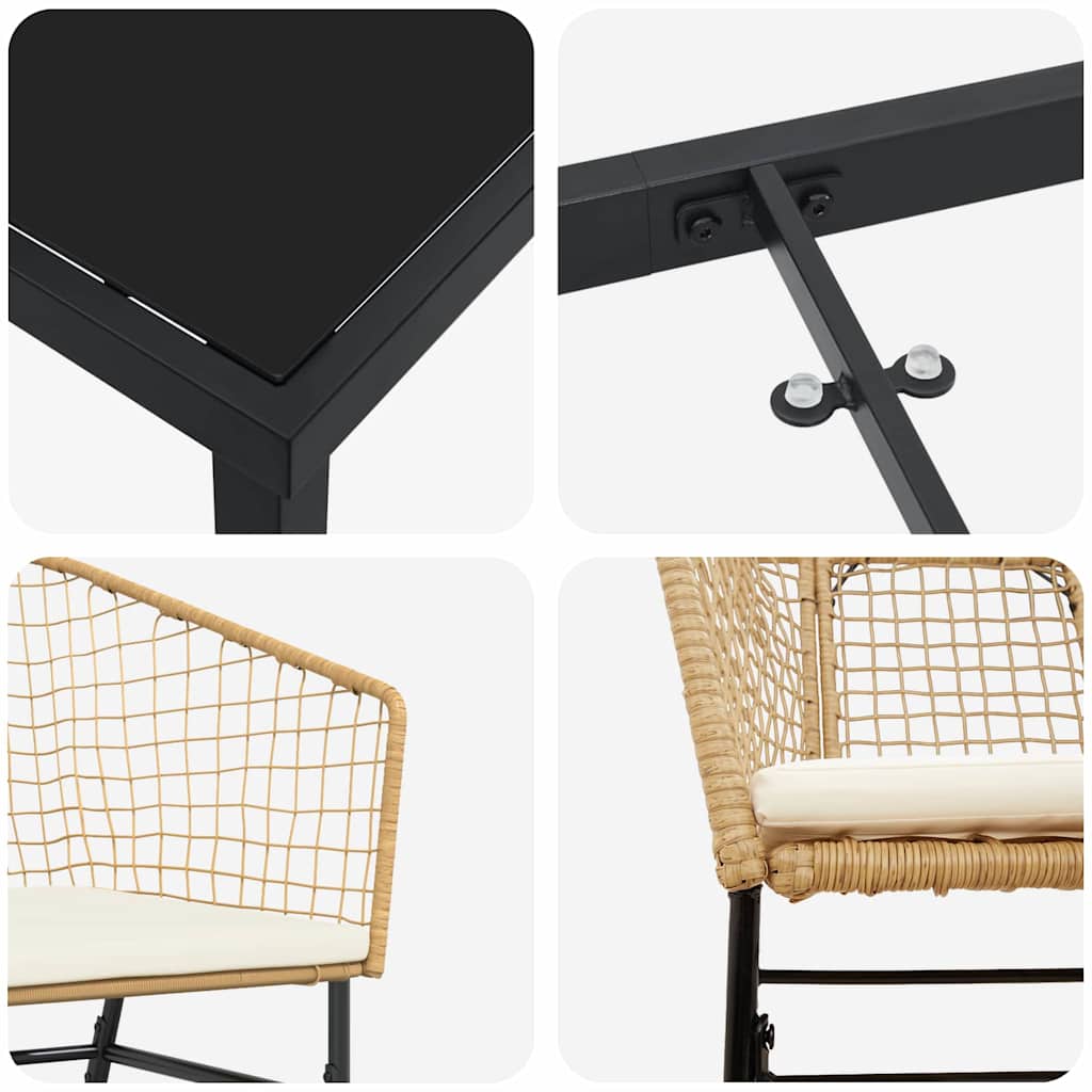 Set da Pranzo per Giardino 7 pz Marrone polyrattan