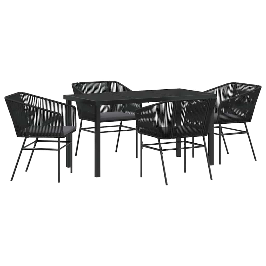 Set da Pranzo per Giardino 5 pz Nero