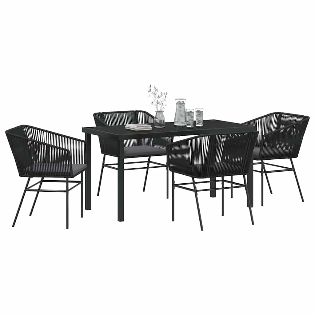 Set da Pranzo per Giardino 5 pz Nero