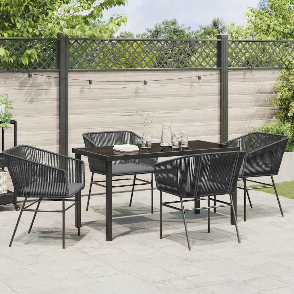 Set da Pranzo per Giardino 5 pz Nero