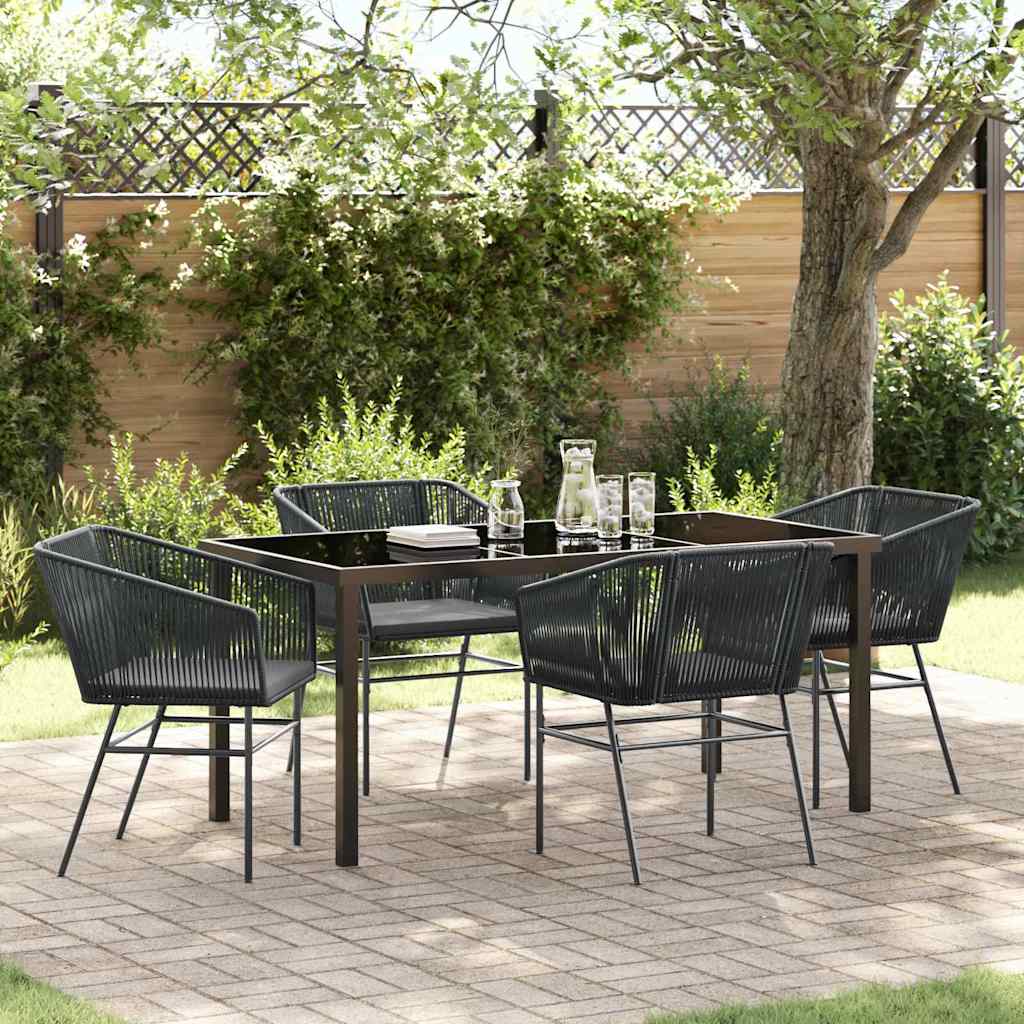 Set da Pranzo per Giardino 5 pz Nero