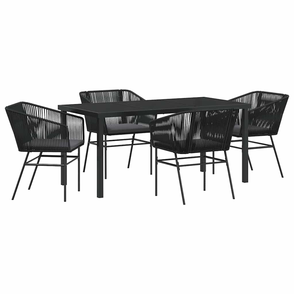 Set da Pranzo per Giardino 5 pz Nero