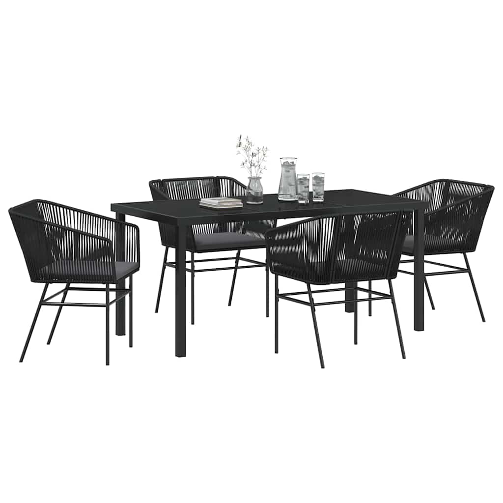 Set da Pranzo per Giardino 5 pz Nero