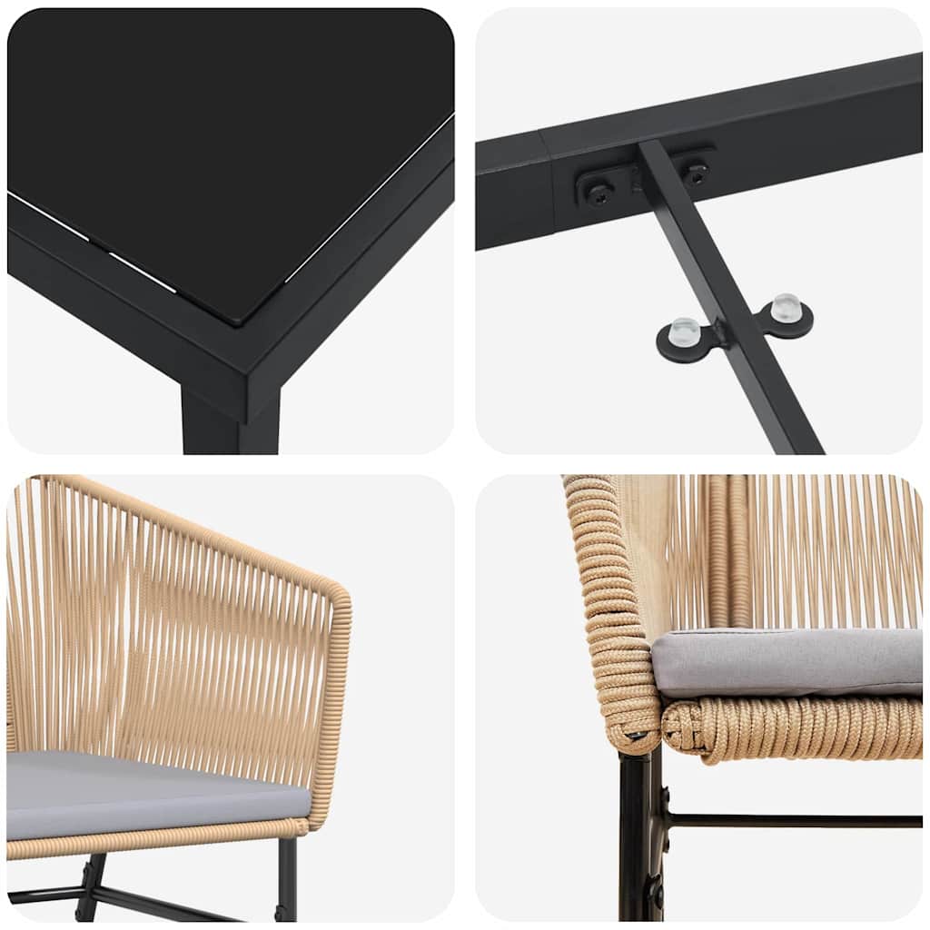 Set da Pranzo per Giardino 5 pz Marrone
