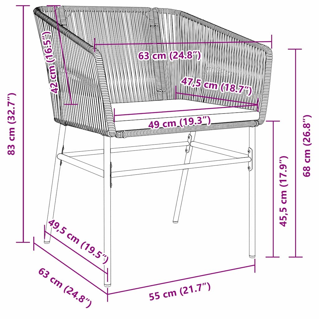 Set da Pranzo per Giardino 7 pz Grigio