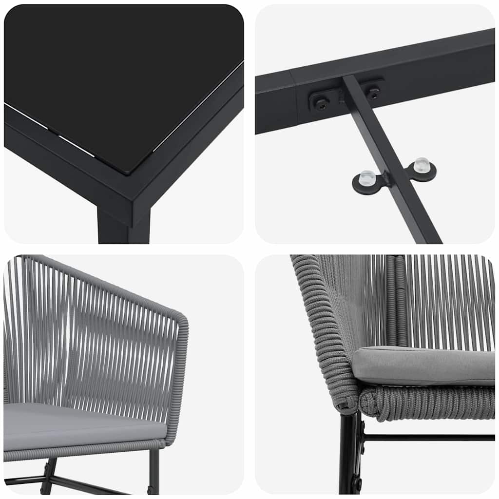 Set da Pranzo per Giardino 7 pz Grigio