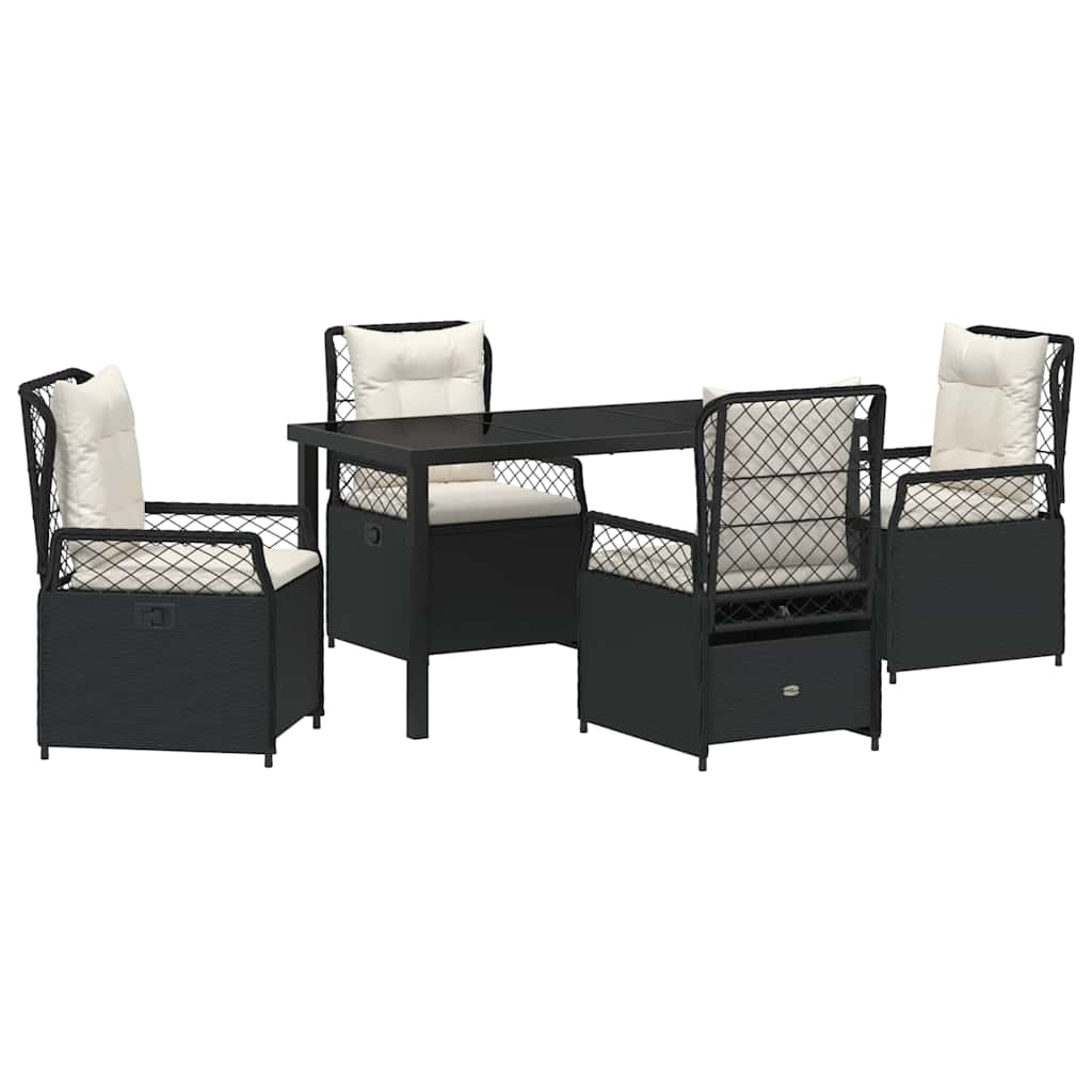 Set da Pranzo per Giardino 5 pz Nero polyrattan