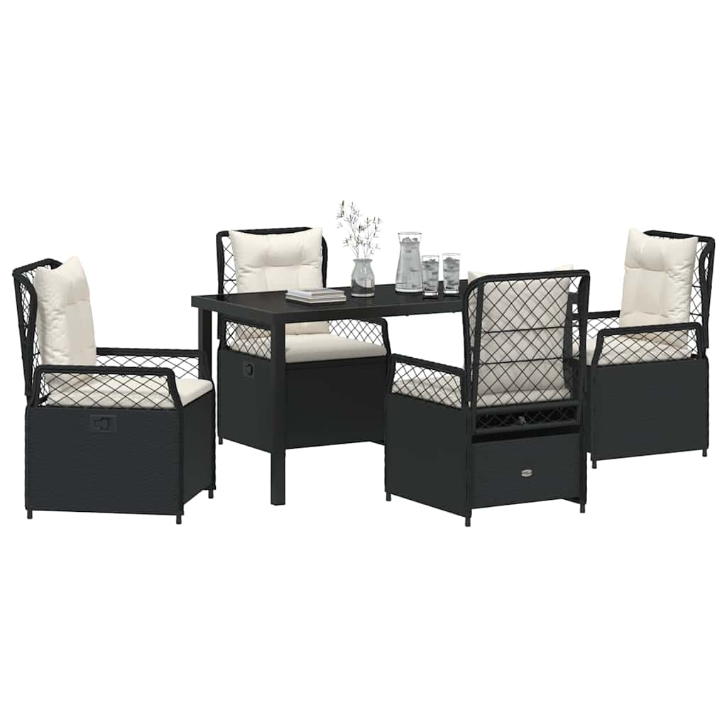Set da Pranzo per Giardino 5 pz Nero polyrattan