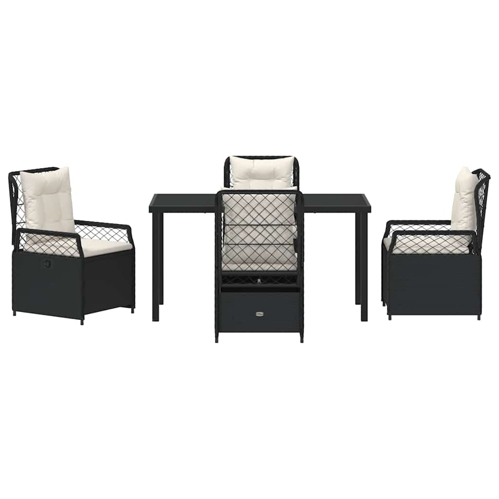 Set da Pranzo per Giardino 5 pz Nero polyrattan