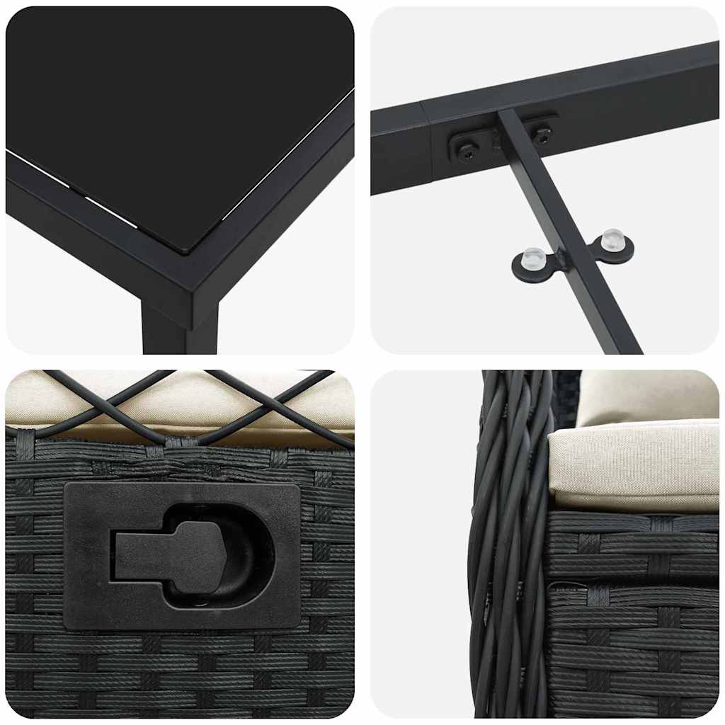 Set da Pranzo per Giardino 5 pz Nero polyrattan