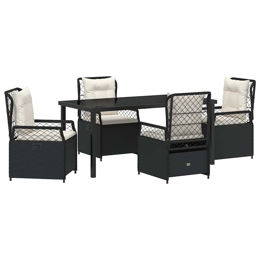 Set da Pranzo per Giardino 5 pz Nero polyrattan