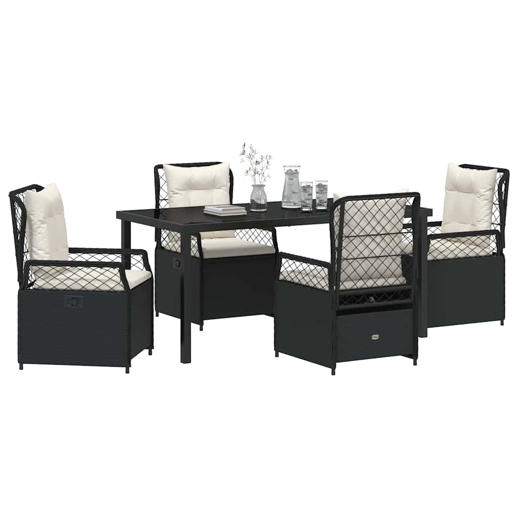 Set da Pranzo per Giardino 5 pz Nero polyrattan