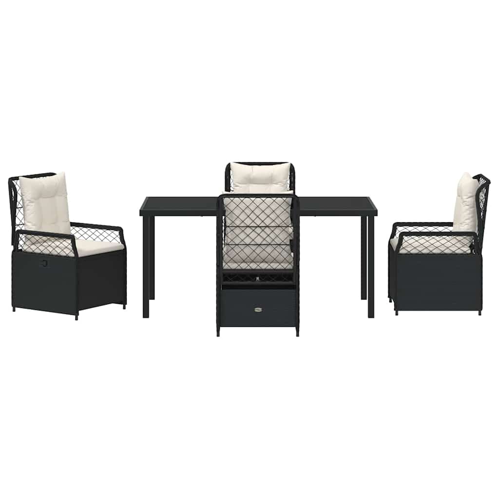 Set da Pranzo per Giardino 5 pz Nero polyrattan