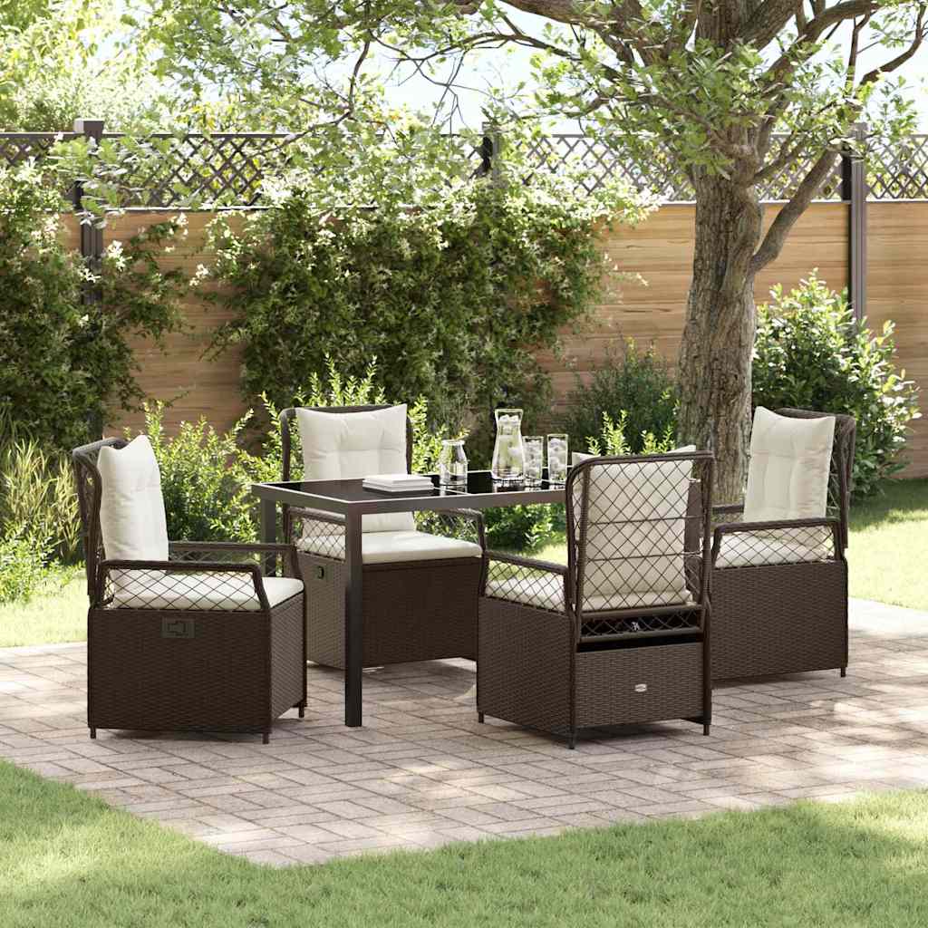Set da Pranzo per Giardino 5 pz Marrone polyrattan