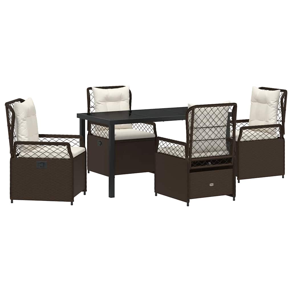 Set da Pranzo per Giardino 5 pz Marrone polyrattan