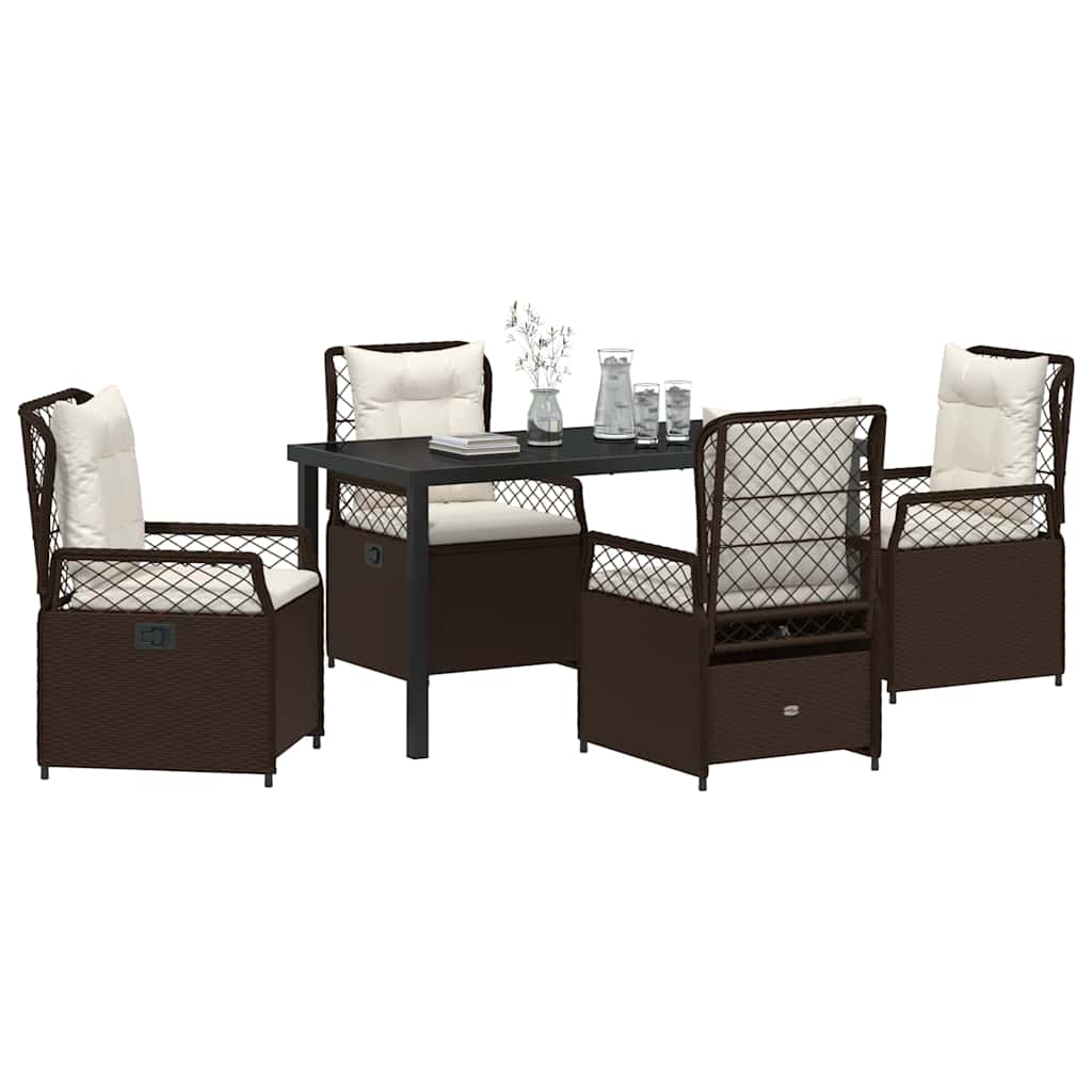 Set da Pranzo per Giardino 5 pz Marrone polyrattan