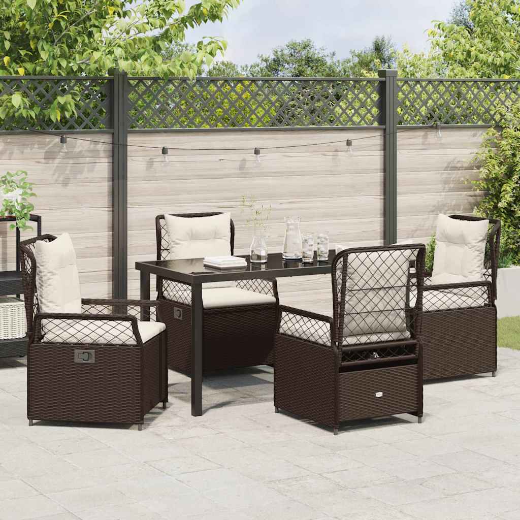 Set da Pranzo per Giardino 5 pz Marrone polyrattan