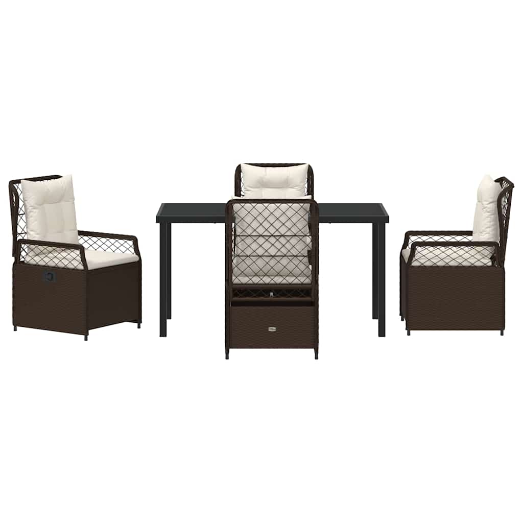 Set da Pranzo per Giardino 5 pz Marrone polyrattan