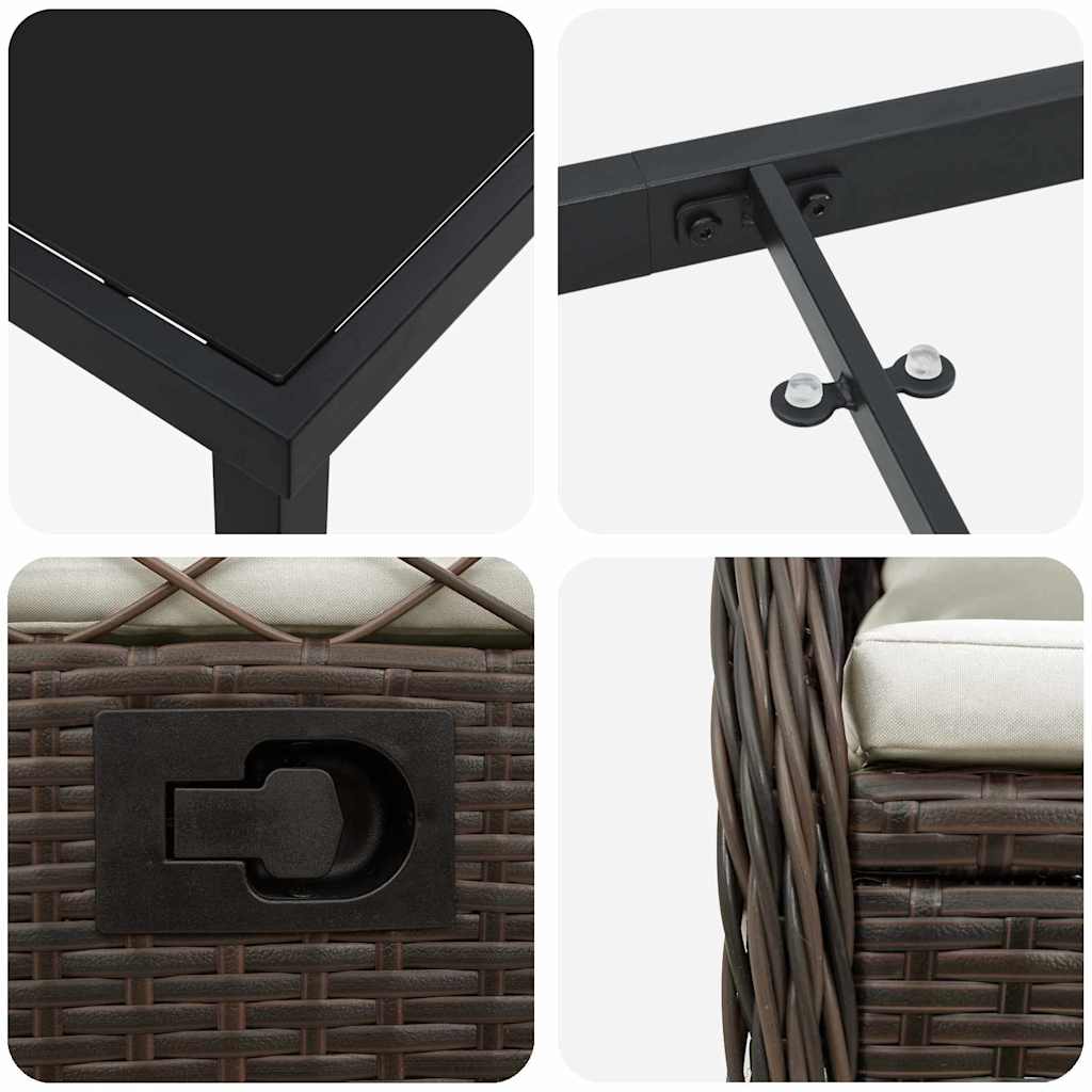 Set da Pranzo per Giardino 5 pz Marrone polyrattan