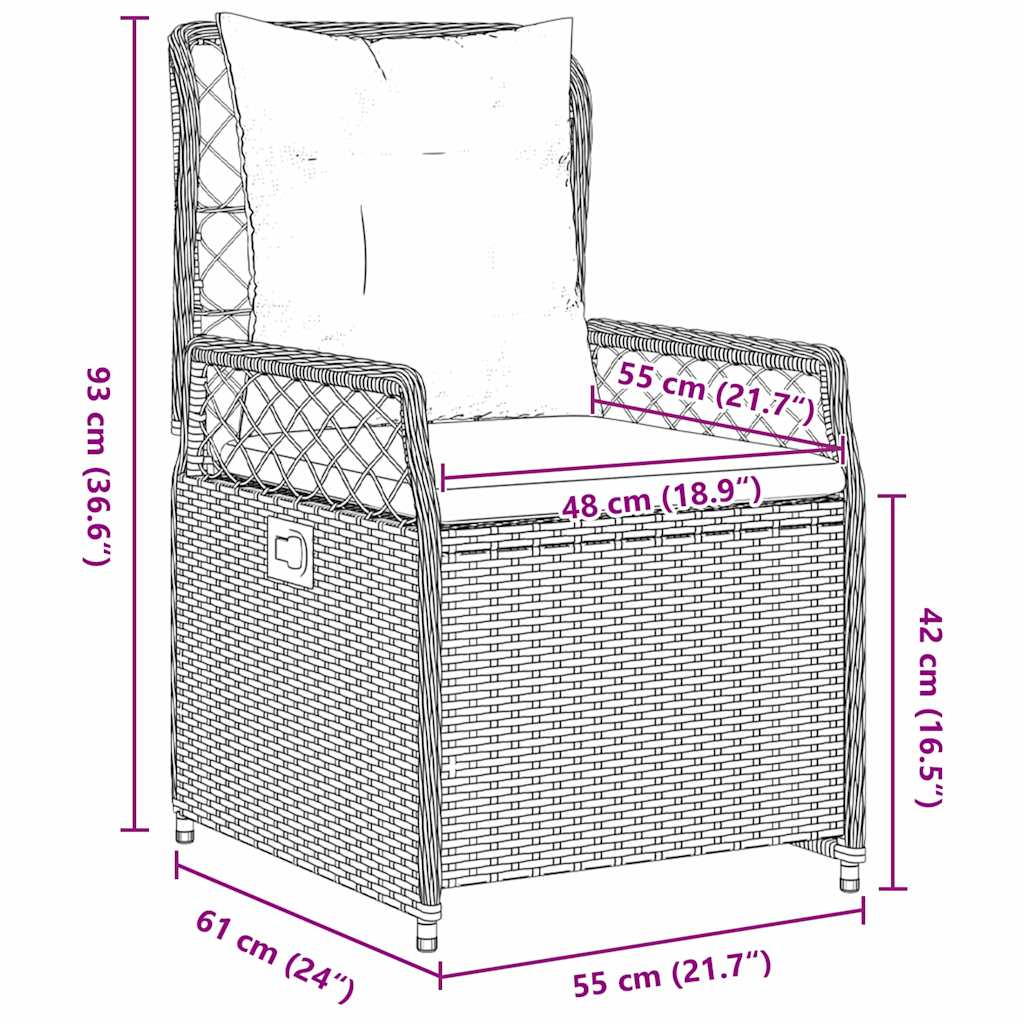 Set da Pranzo per Giardino 5 pz Grigio polyrattan