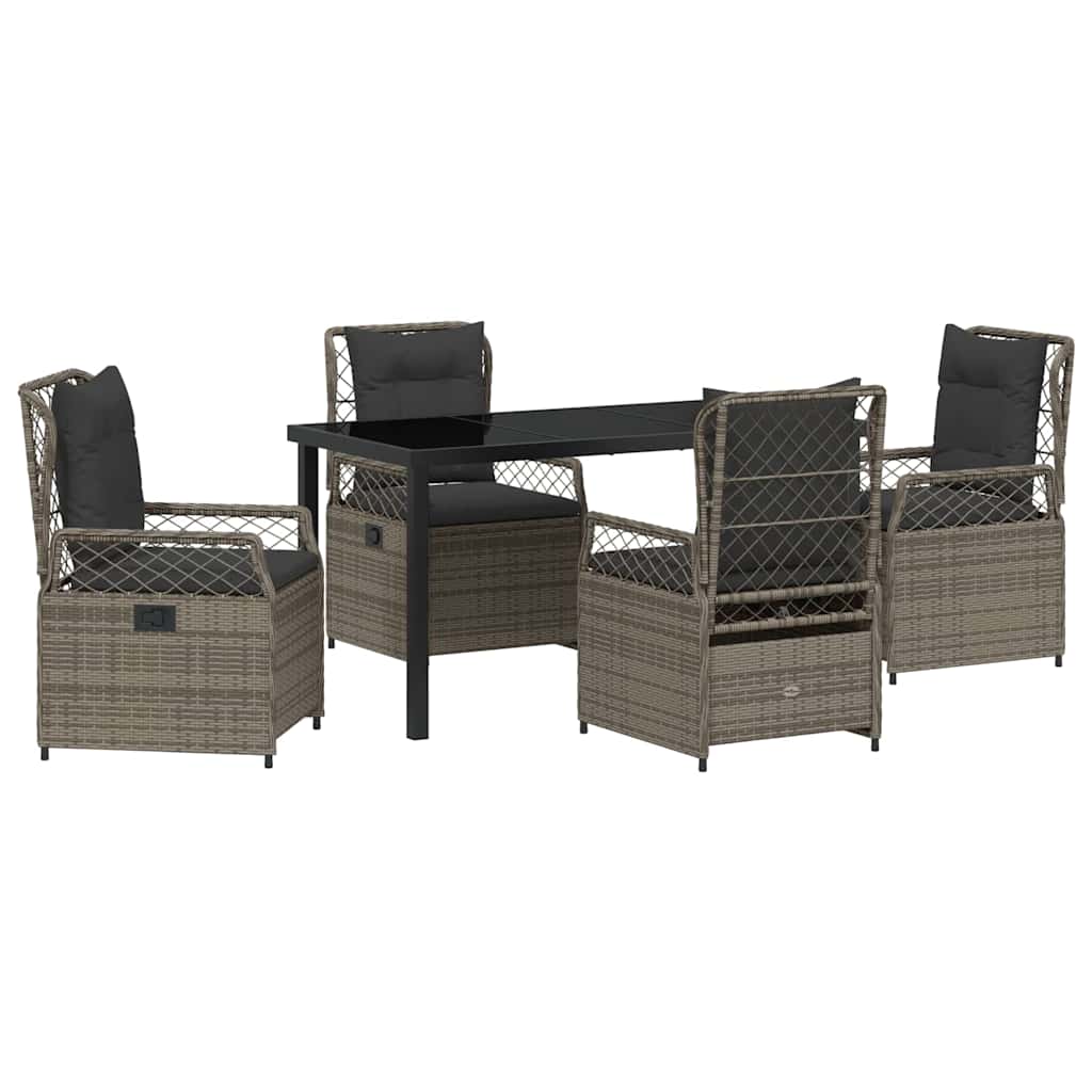 Set da Pranzo per Giardino 5 pz Grigio polyrattan
