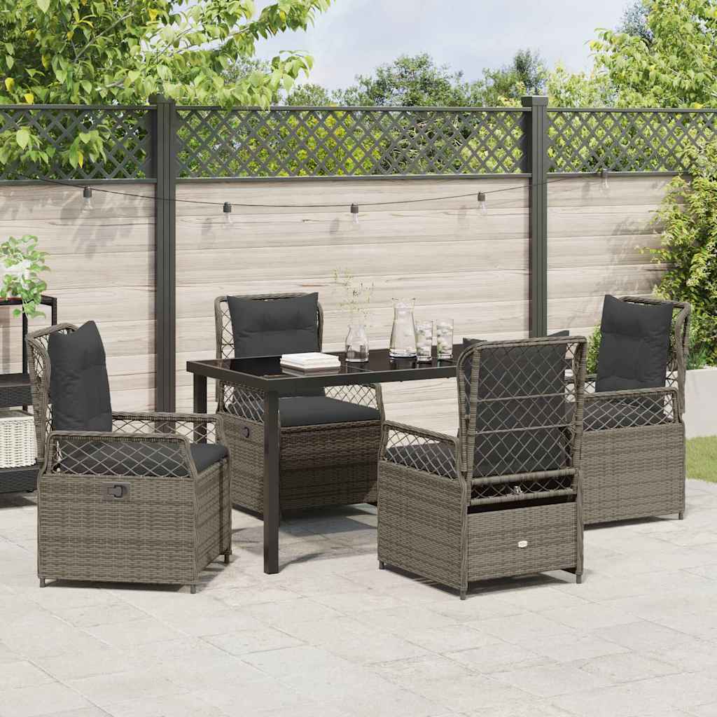 Set da Pranzo per Giardino 5 pz Grigio polyrattan