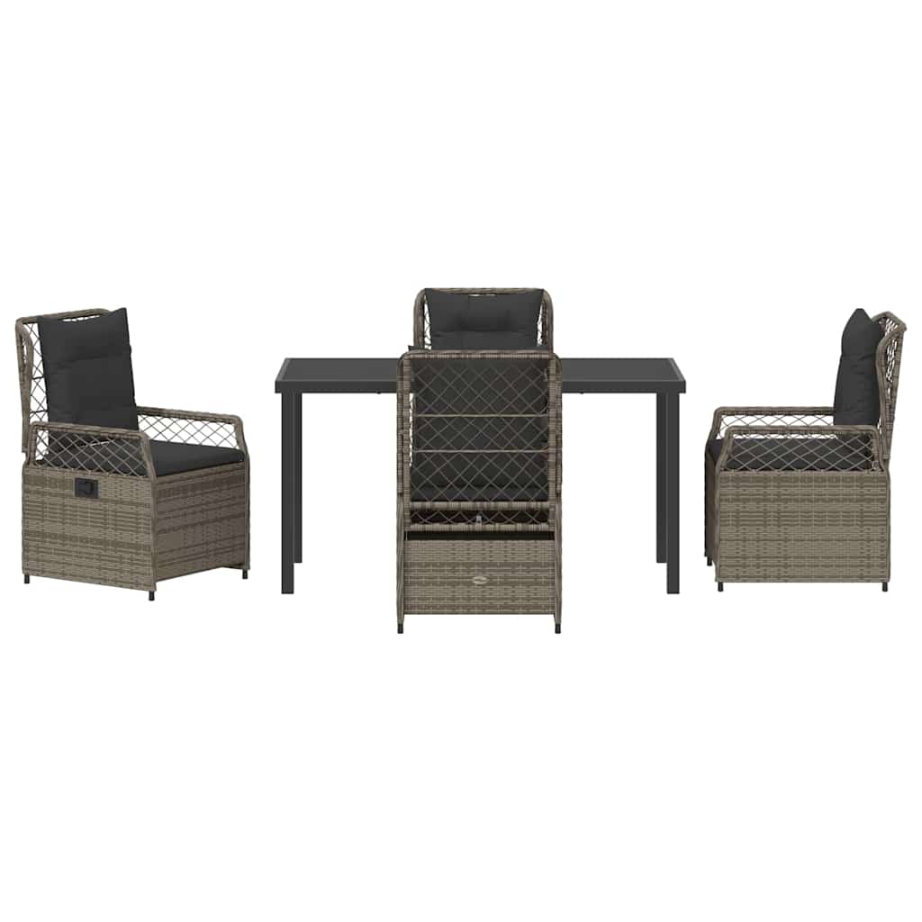 Set da Pranzo per Giardino 5 pz Grigio polyrattan