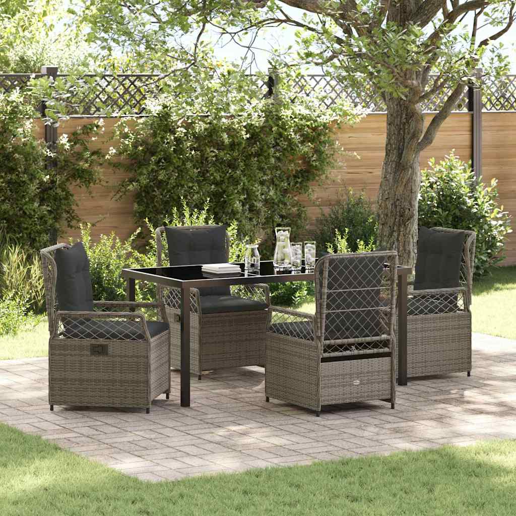 Set da Pranzo per Giardino 5 pz Grigio polyrattan