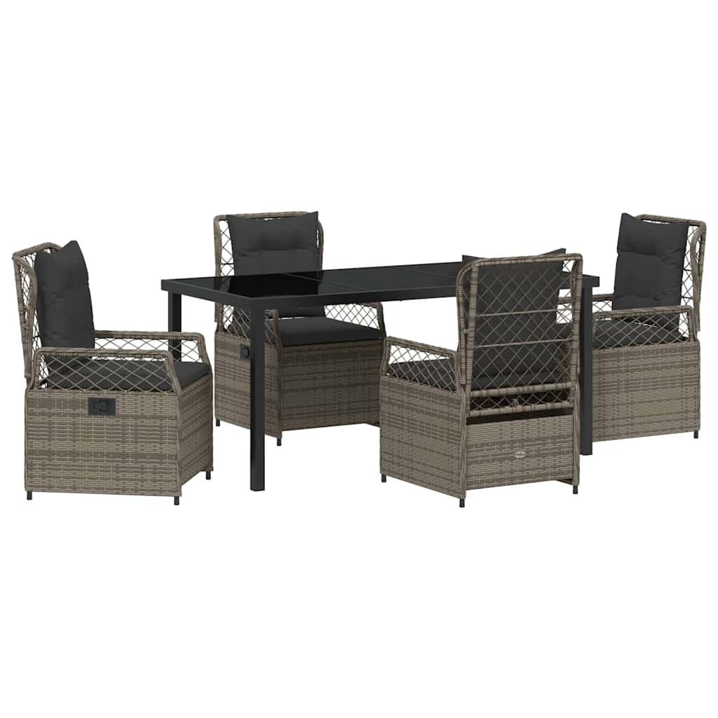 Set da Pranzo per Giardino 5 pz Grigio polyrattan