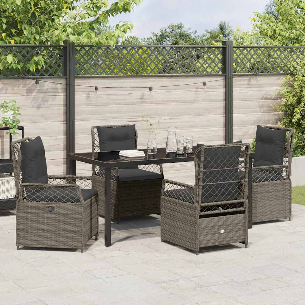 Set da Pranzo per Giardino 5 pz Grigio polyrattan