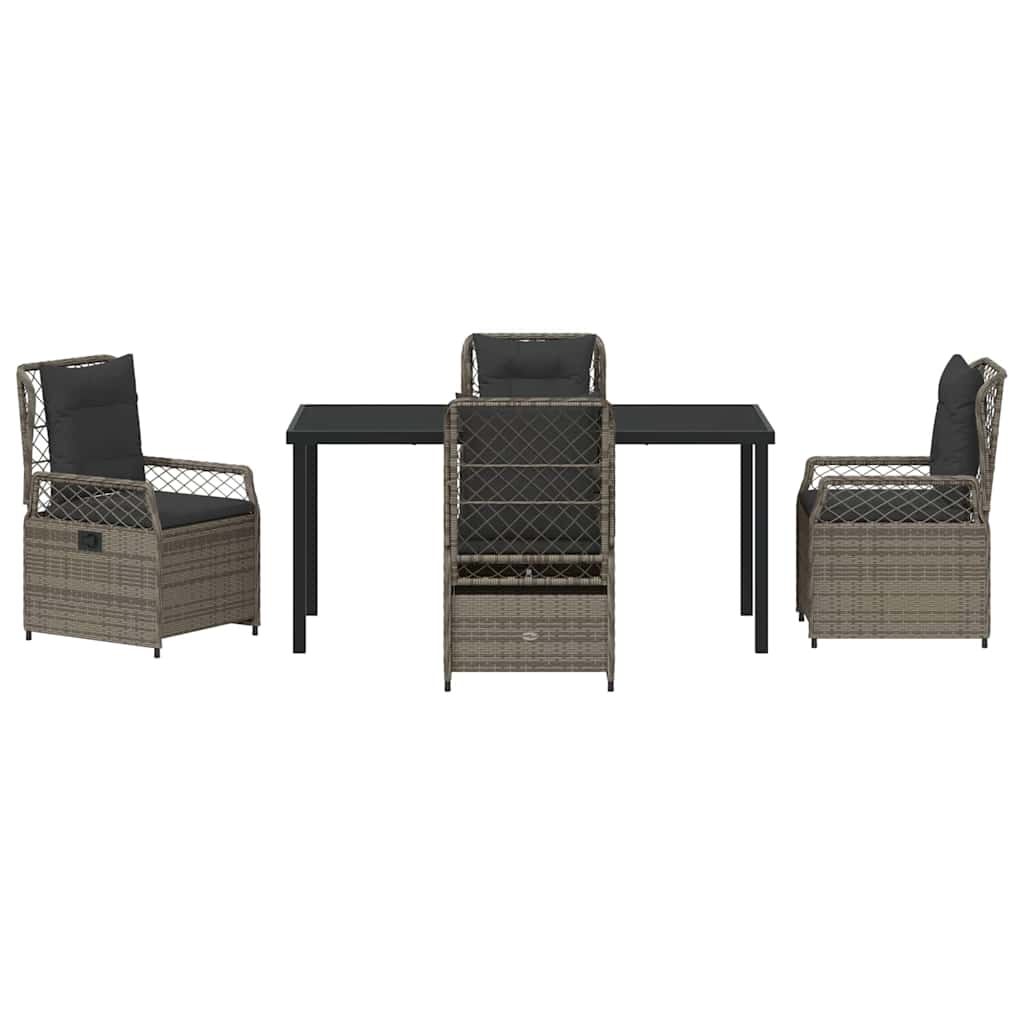 Set da Pranzo per Giardino 5 pz Grigio polyrattan