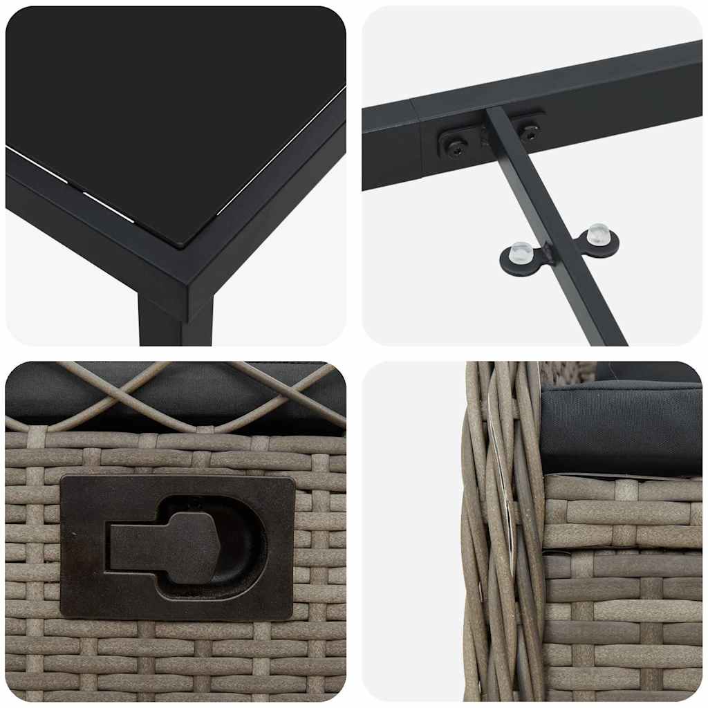 Set da Pranzo per Giardino 5 pz Grigio polyrattan