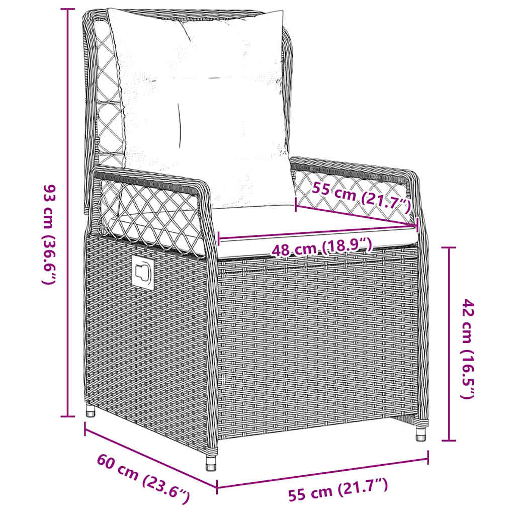 Set da Pranzo per Giardino 5 pz Grigio chiaro polyrattan