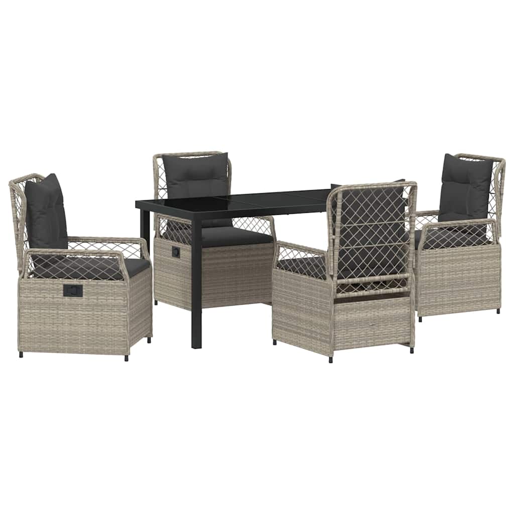 Set da Pranzo per Giardino 5 pz Grigio chiaro polyrattan